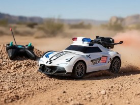 Auto policia radio control con lanza humo